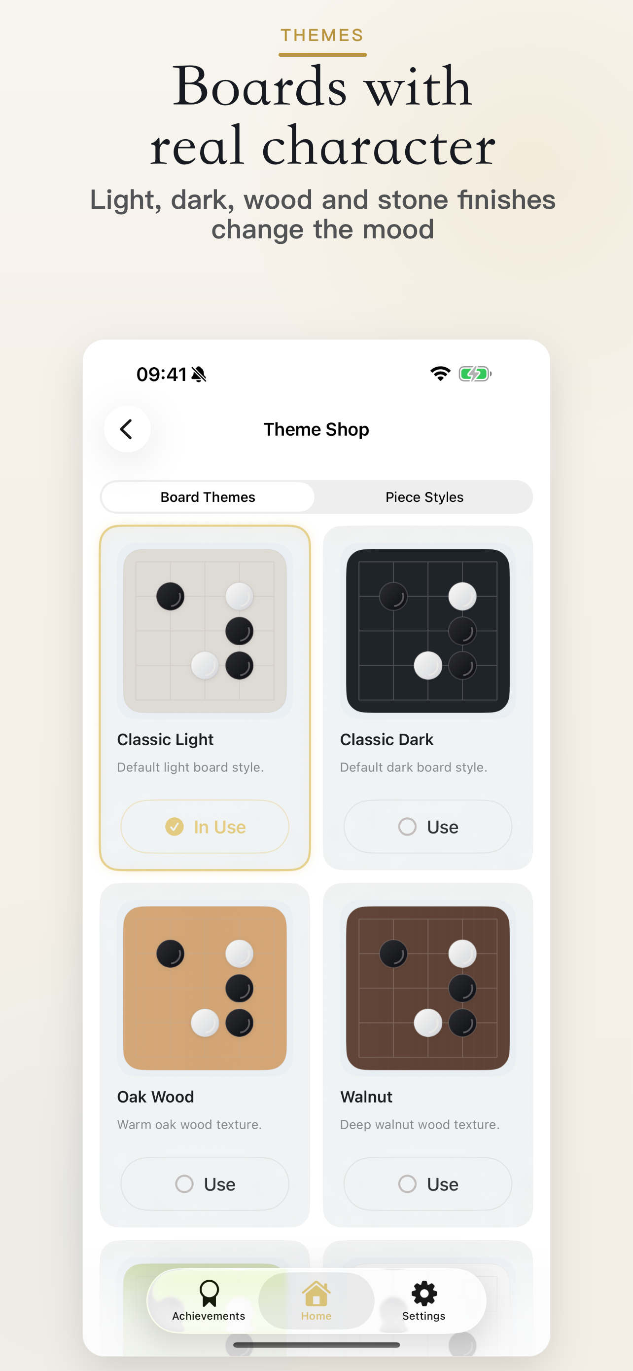 WUZIQI themes — change the mood with refined board themes