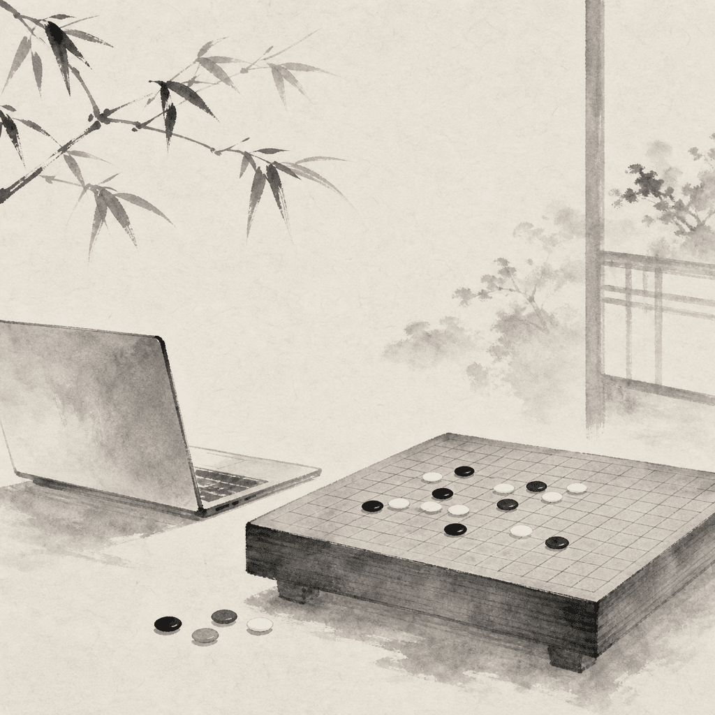 一盘棋在屏幕与木纹之间展开，胜负之前先有秩序。