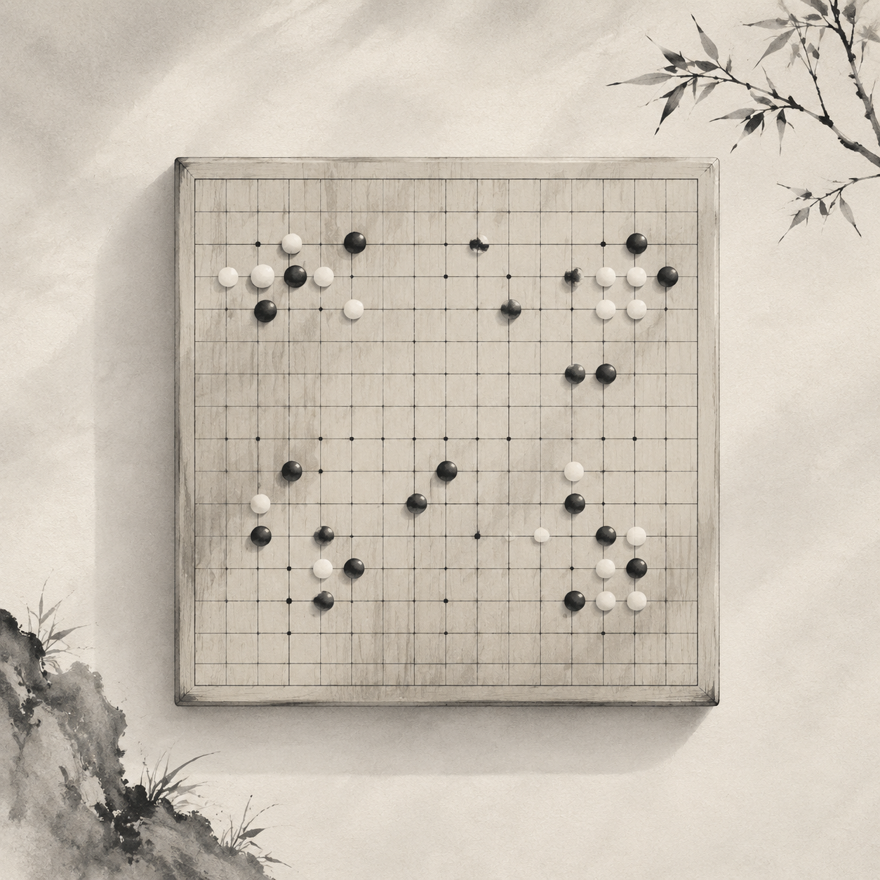 一块不只靠颜色也能被读懂的棋盘：轮廓、纹理和符号承担第二层提示。