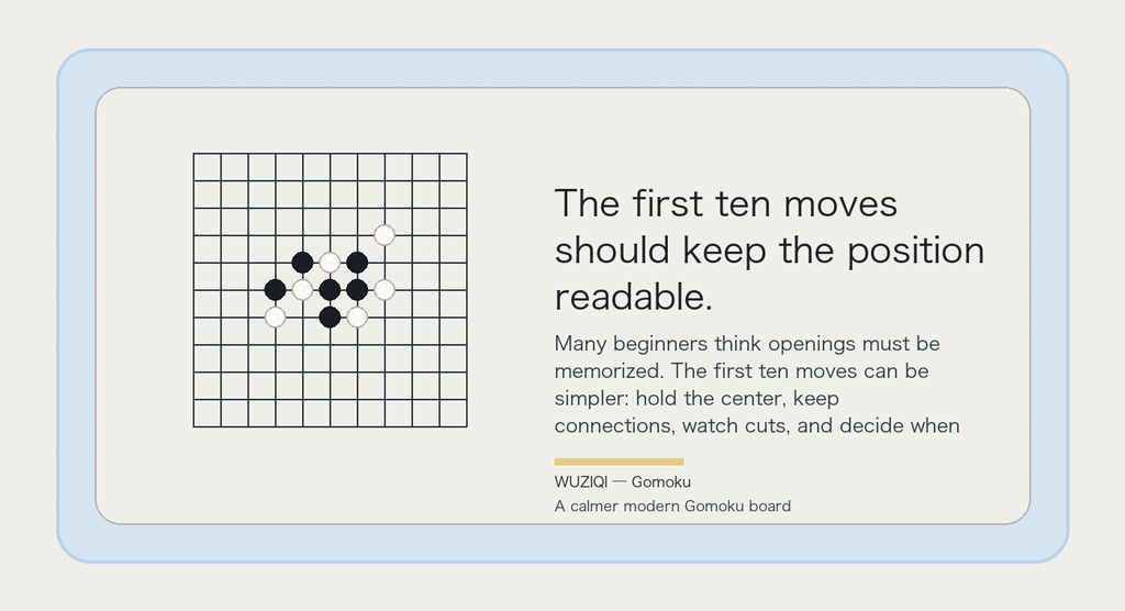 The first ten moves should keep the position readable.